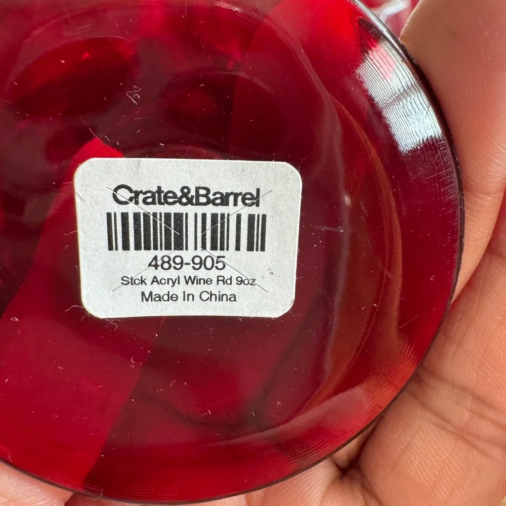 Crate & Barrel Stick Acrylic Beverage/Wine Glass